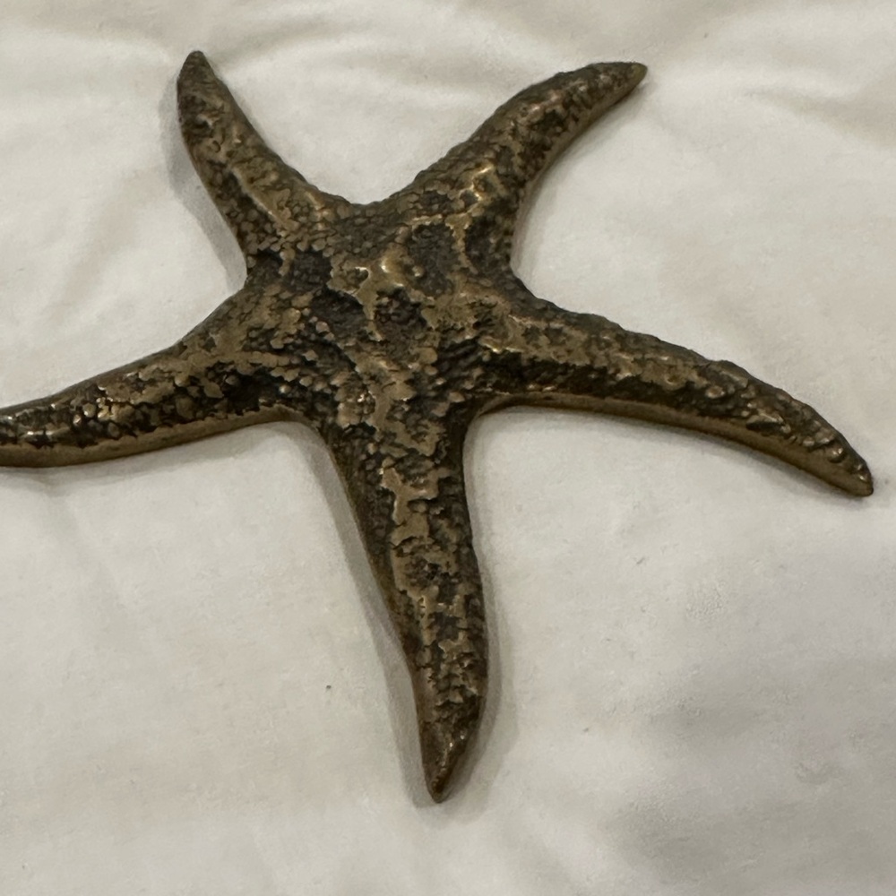 Vintage mid century solid brass starfish paperweight
